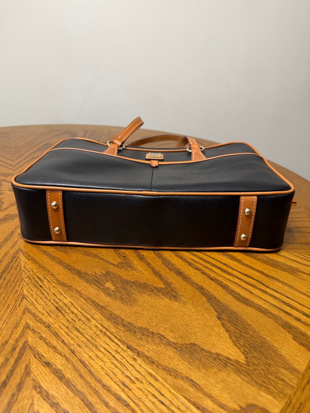 Dooney & Bourke Black Bag with Tan Leather Trim - Picture 6 of 7